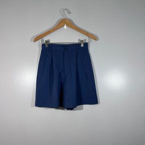 Vintage Philippe Adec High Rise Pleated Shorts in Blue
